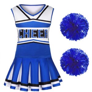 Sicypoty Girls Cheerleader Outfit Cheerleading Costume for Halloween Sport Games 7-8 Years Blue