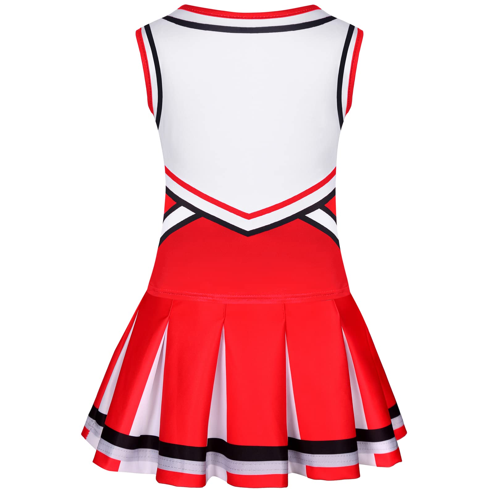 Doxrmuru Girls Cheerleader Costume Cheerleading Outfit for Halloween Party Birthday Gift (Red, 9-10 Years)