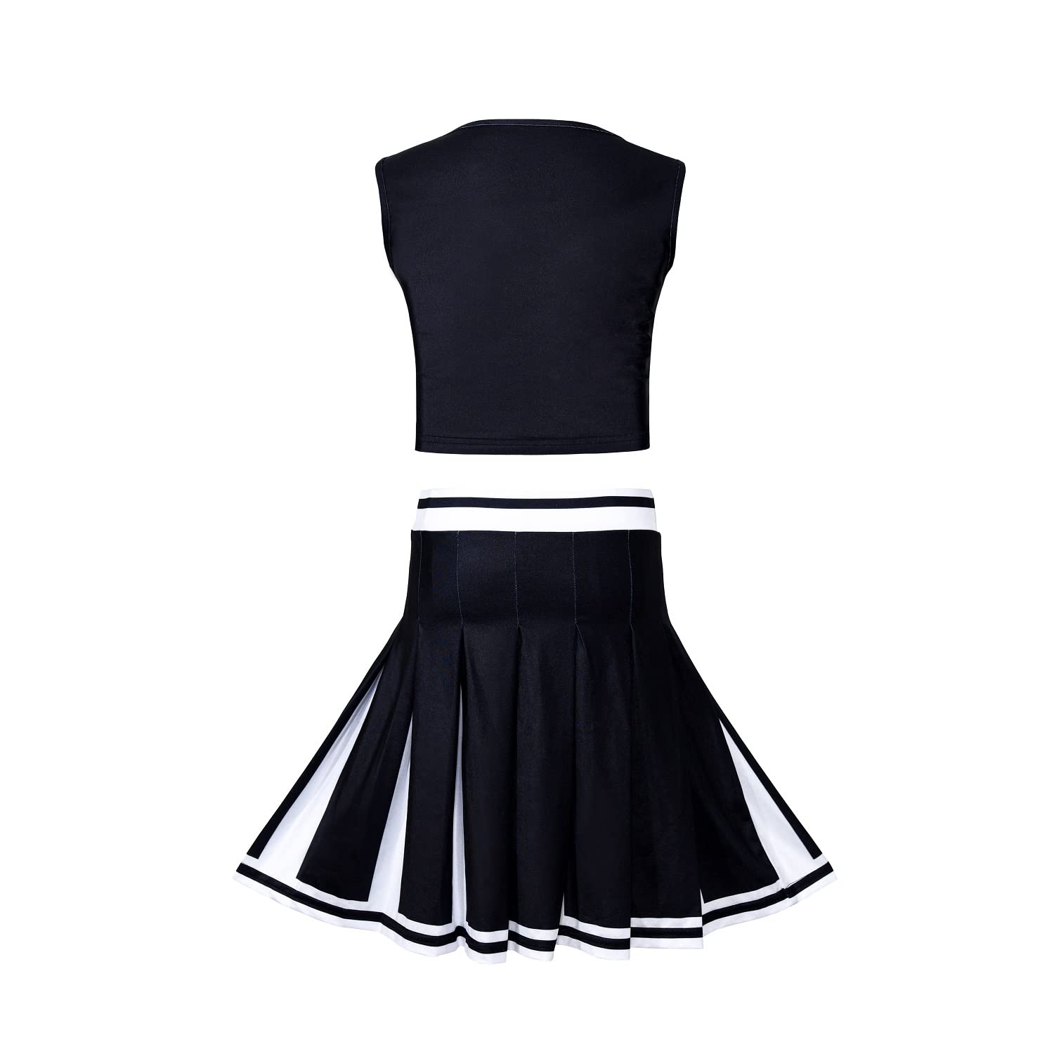 Colorful House Cheerleader Halloween Costume School Uniform Fancy Dress Complete Outfit+Pom-Pom For High School Girls Women's (XX-Large, Black&White)