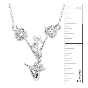 Spinningdaisy Crystal Cheerleader Charm Necklace (Cheerleader With Pom poms)