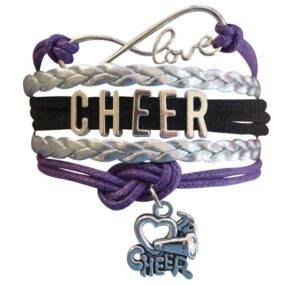 cheer bracelet- cheerleading infinity adjustable bracelet- cheer jewelry - gift for cheerleader