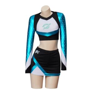 MyheroCos Maddy Perez Cheerleader Outfit Women's Crop Top with Mini Skirt High School Cheerleading Costume-XS