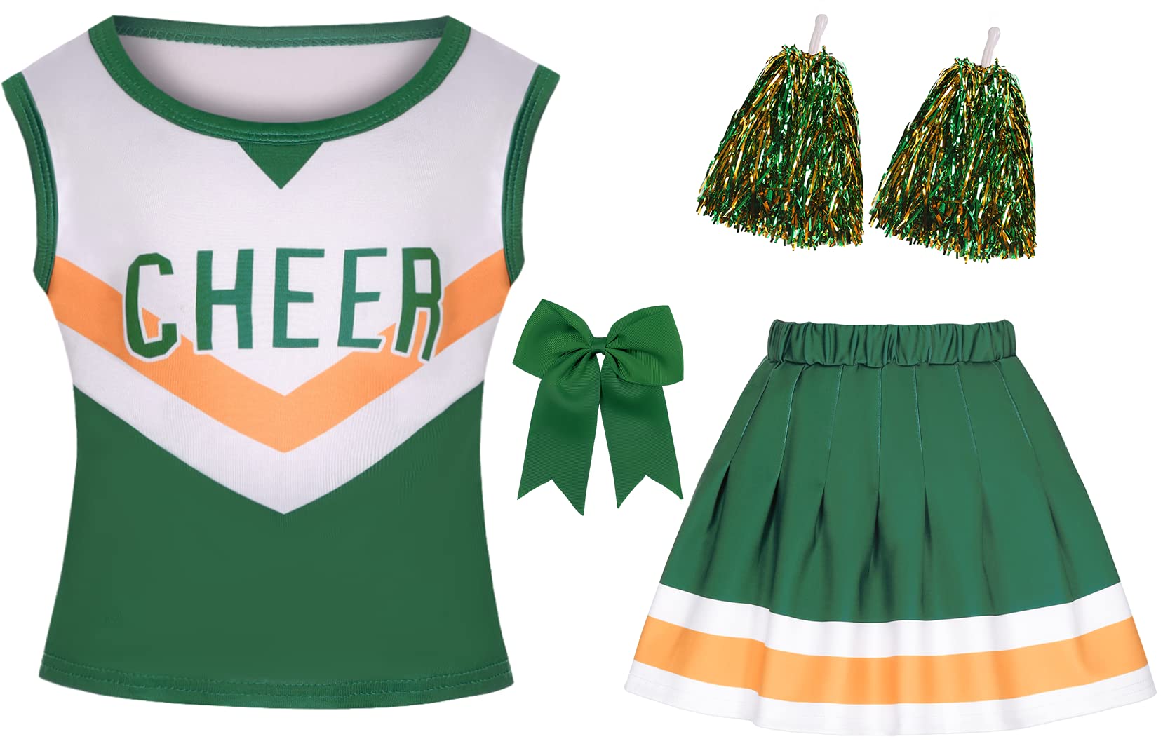 KAKALVER cheerleader costume for girls cheerleader outfit for Halloween Dress Up Cheerleader Gifts