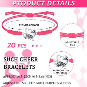 Irenare 4 Pcs Cheerleader Gifts Set 12 oz Cheer Tumbler Makeup Bag Cheerleading Bracelet Cheer Keychain for Cheer Accessories(Pink)