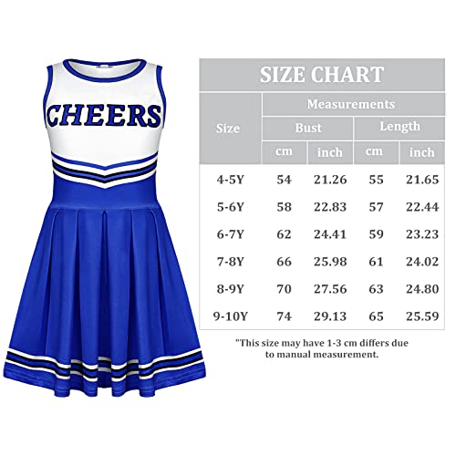 Girls Cheerleader Costume Outfit Set Fancy Dress for Halloween Party Birthday (7 to 8 years old)