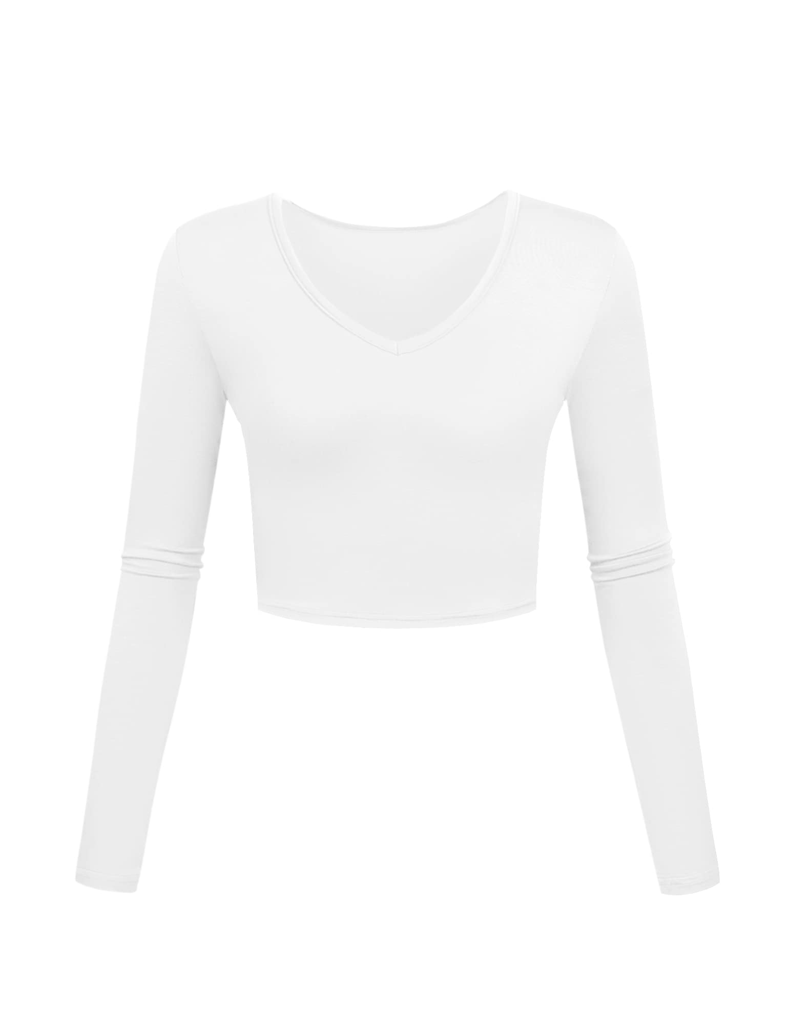 White Crop Top Deep V Neck T Shirts for Women Plue Size Tight Long Sleeve Shirts Clover Cheerleader Costume X-Large