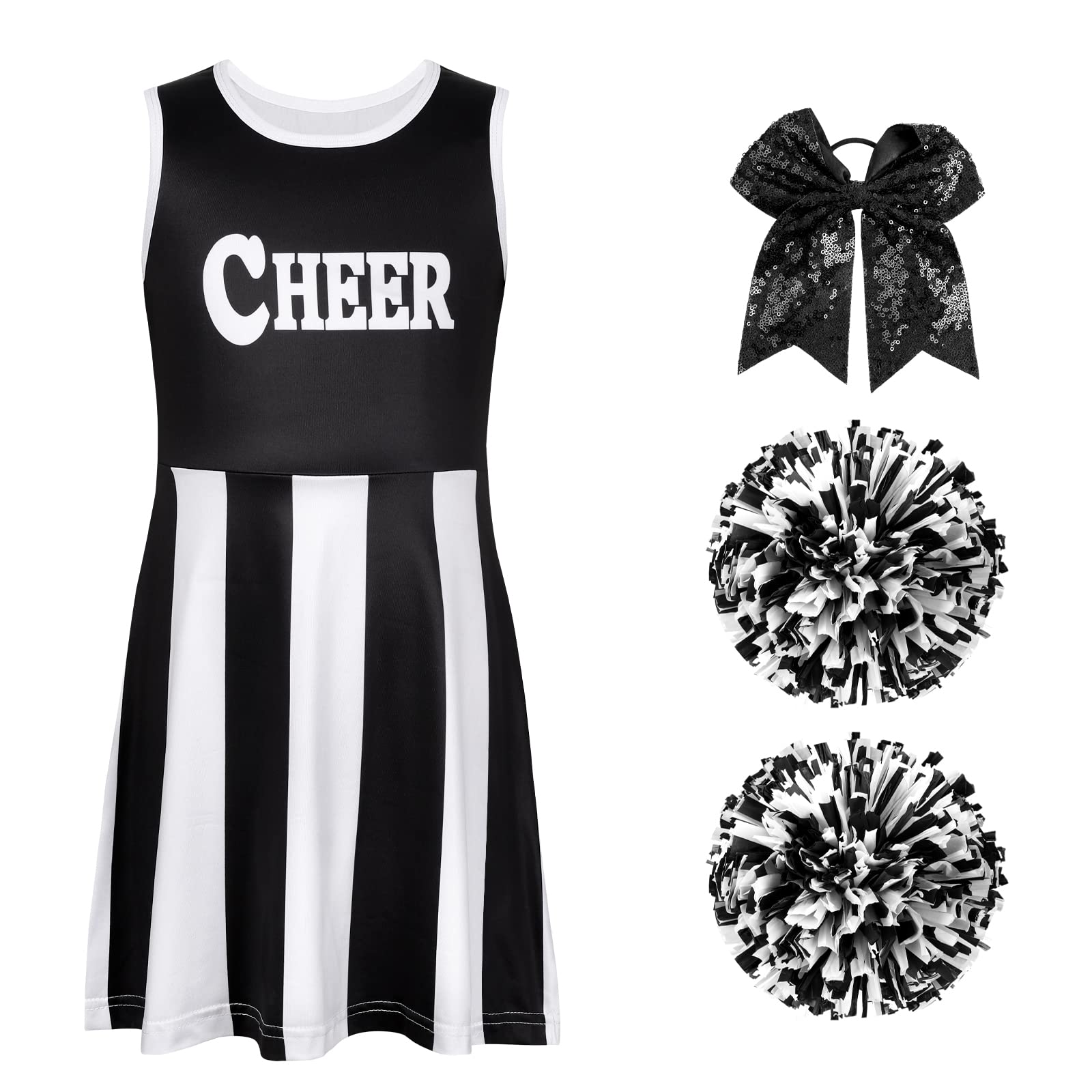 Hotfiary Cheerleader Outfit for Girls Toddler Halloween Cheerleading Outfit Cheer Uniform for Party 3-12 Years