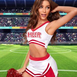 Cheerleader Costume for Women Sexy Musical Uniform Fancy Dress 3 PCS Cheerleading Complete Outfit