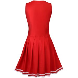 GRAJTCIN Girls Cheerleader Costume Dress for Kids Halloween Costume 6 Years Cheer Uniform Cheerleading Outfit (130, Red)