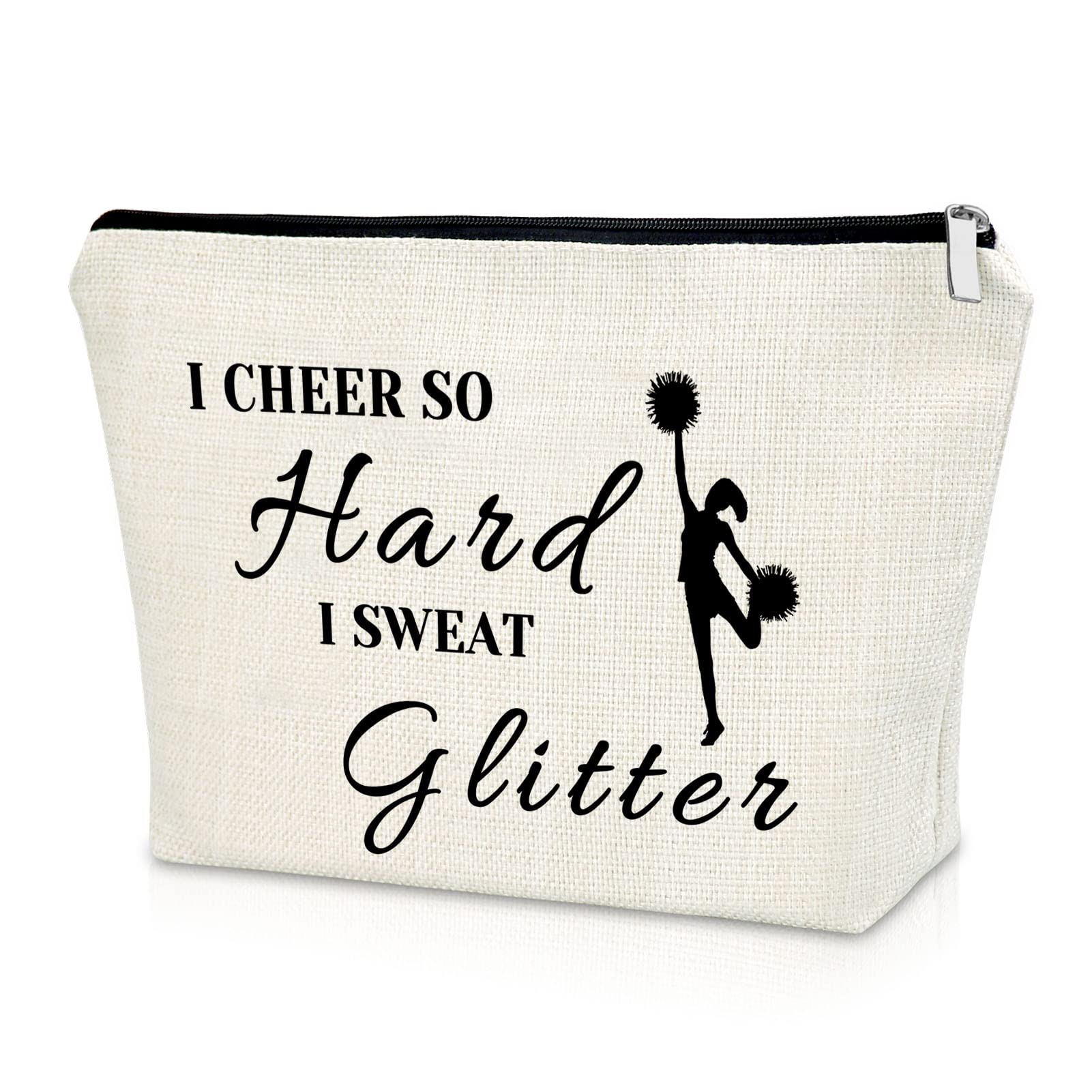 Sazuwu Cheerleader Gift for Teen Girls Makeup Bag Cheerleader Gift for Women Cosmetic Bag Cheer Team Gift Ideas Thank You Gift for Cheerleader Birthday Christmas Thanksgiving Gift Travel Bag