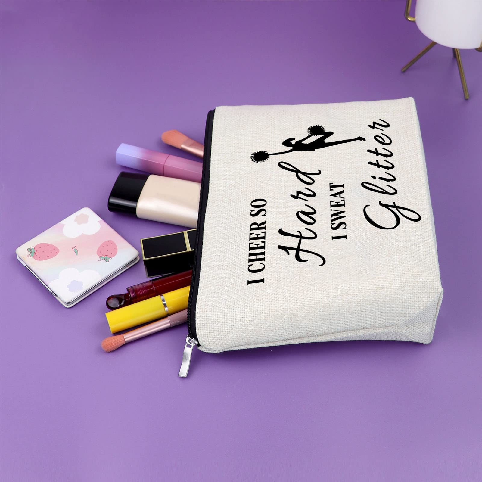 Sazuwu Cheerleader Gift for Teen Girls Makeup Bag Cheerleader Gift for Women Cosmetic Bag Cheer Team Gift Ideas Thank You Gift for Cheerleader Birthday Christmas Thanksgiving Gift Travel Bag