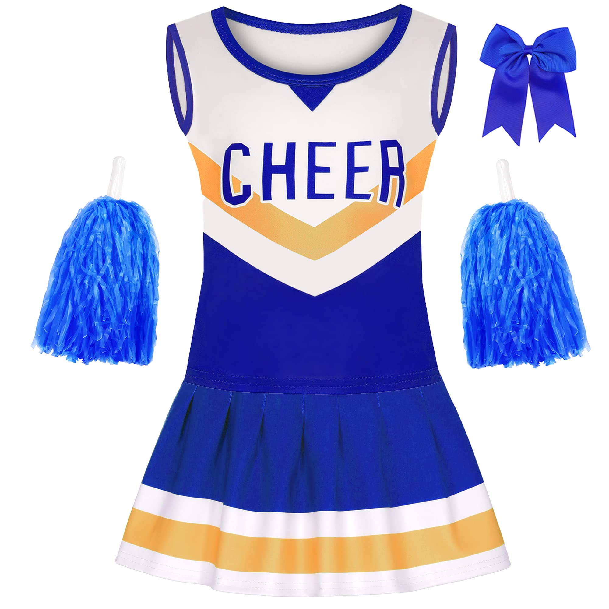 Gukuu&co Cheerleading Costume for Girls Cheer Uniform Outfit for Halloween Cosplay Dress Up Sports Birthday Gifts