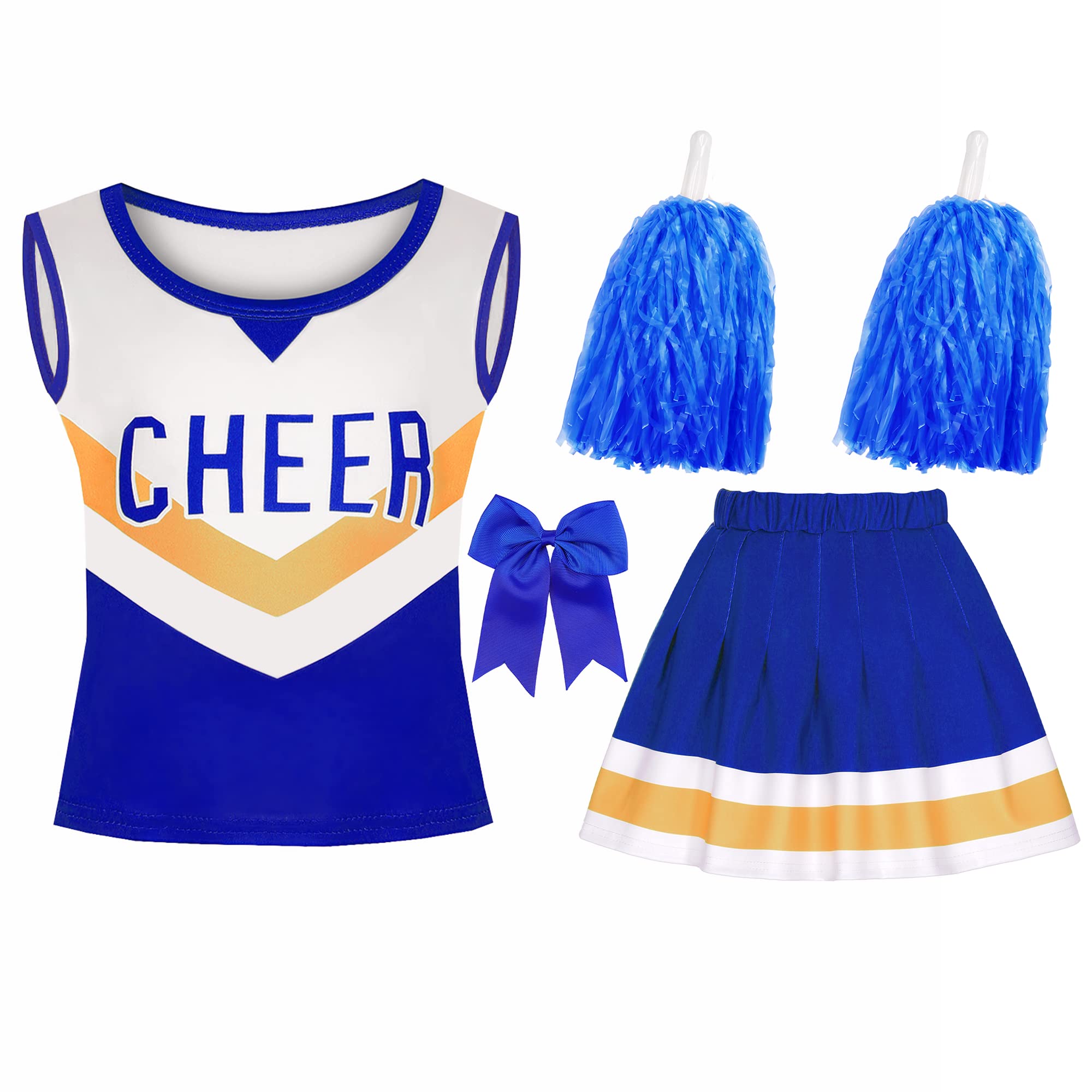 Gukuu&co Cheerleading Costume for Girls Cheer Uniform Outfit for Halloween Cosplay Dress Up Sports Birthday Gifts