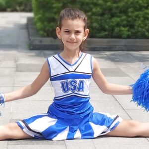 KAKALVER Cheerleader Costume for Girls Cheerleader Outfit with Pom Poms for Halloween Sports Cheerleader Gifts