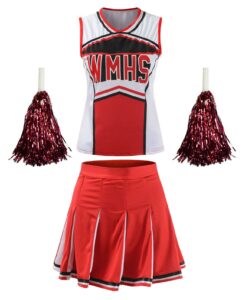 ourlore women's high school musical cheerio classic cheerleader athletic sport uniform fancy dress (red, us 6-8)