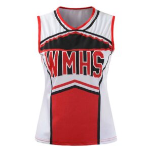 OurLore Women's High School Musical Cheerio Classic Cheerleader Athletic Sport Uniform Fancy Dress (Red, US 6-8)