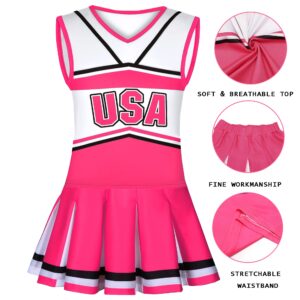 Gukuu&co Cheerleader Costume for Girls USA Cheerleading Outfit with Cheerleader Pom Poms Bow Hair Clip 3-10 Years