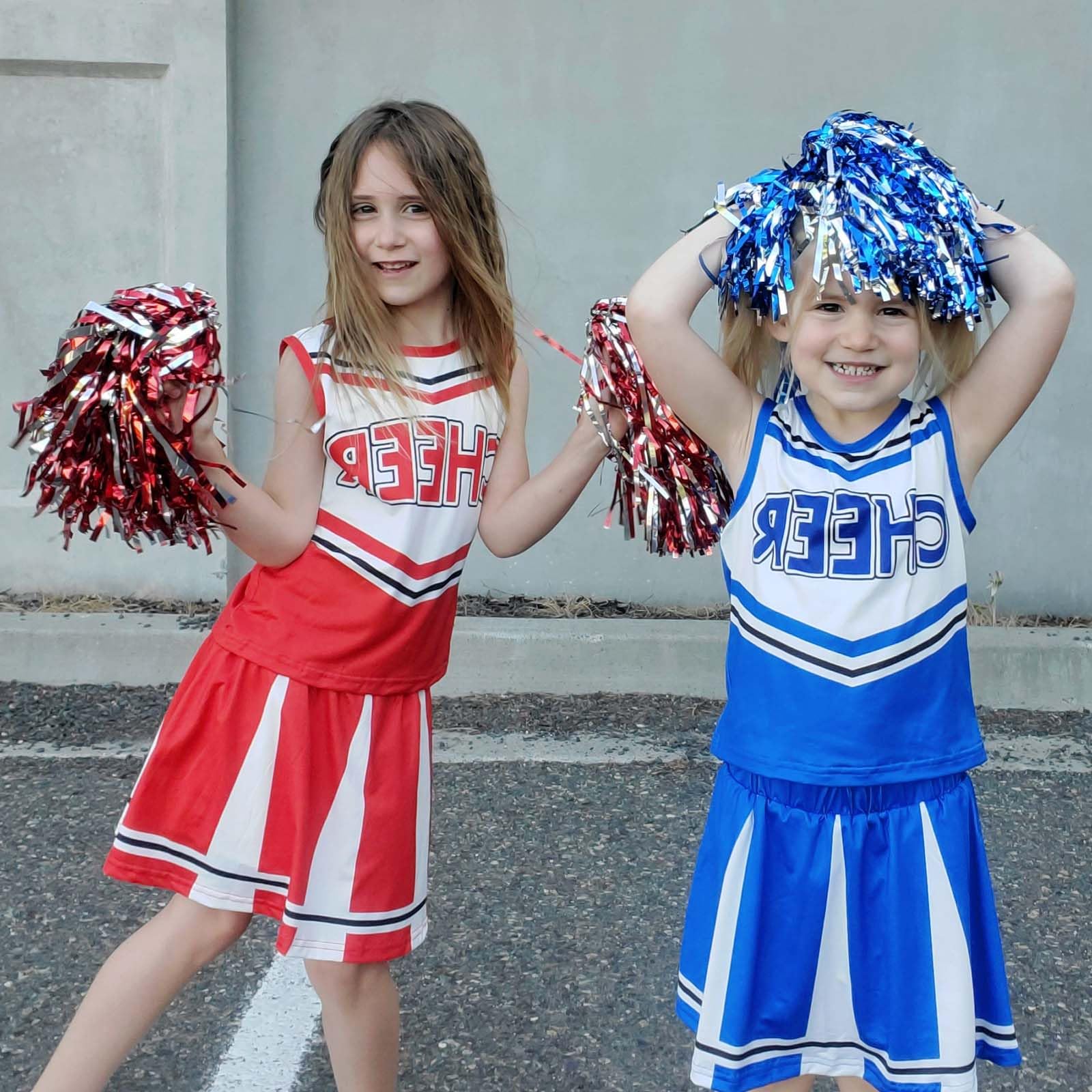 knemmy Cheerleader Costume for Girls Cheerleading Outfit Cheer Leader Dress for Halloween Party (Red, 4T(120))