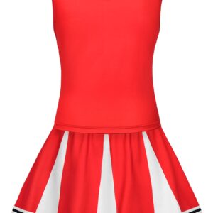 knemmy Cheerleader Costume for Girls Cheerleading Outfit Cheer Leader Dress for Halloween Party (Red, 4T(120))