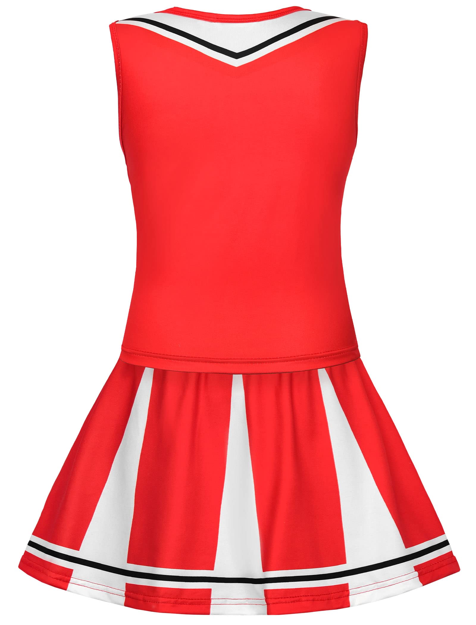 knemmy Cheerleader Costume for Girls Cheerleading Outfit Cheer Leader Dress for Halloween Party (Red, 4T(120))