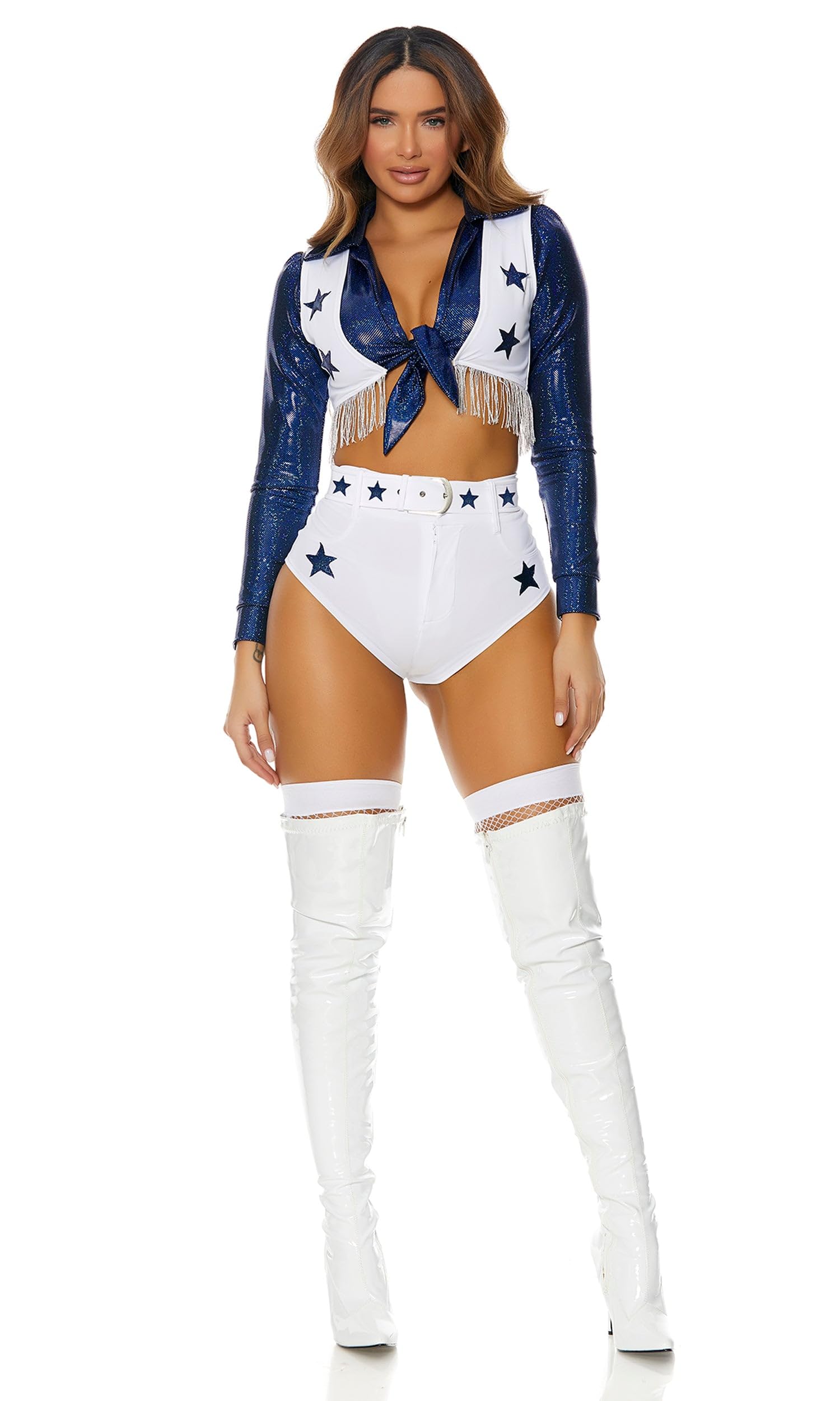 Forplay Womens Seeing Stars Cheerleader Adult Sized Costumes, White, Medium/Large US