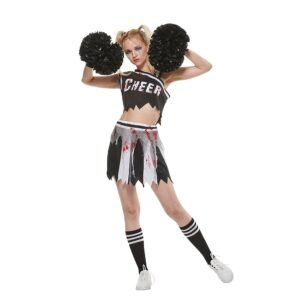 EraSpooky Zombie Cheerleader Costume Women Halloween Bloody Dress