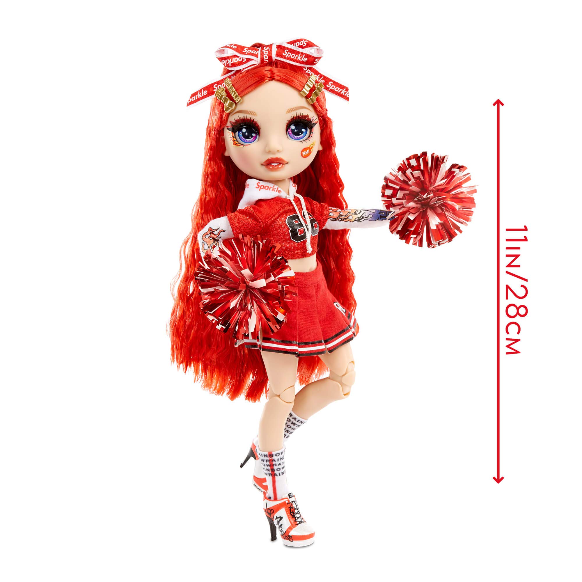 Rainbow High Cheer Ruby Anderson – Red Cheerleader Fashion Doll with 2 Pom Poms and Doll Accessories, Great Gift for Kids 6-12 Years Old