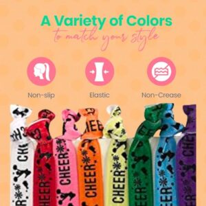 Sportybella Multicolored Cheer Hair Ties- Hair Accessories For Girls, Women, Teens & Grils. No Crease, No Tug Elastic Hair Ties Set. Ponytail Holders for Cheerleaders, Cheer Teams & Coaches, 8pcs.