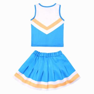 Davsolly Ice Blue Cheerleader Costume for Girls Cheerleading Outfit for kids Cheer Up Halloween Cosplay Birthday Gifts