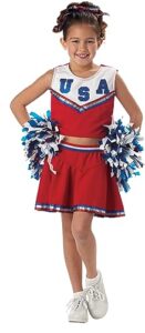 california costumes patriotic cheerleader child costume, medium, red