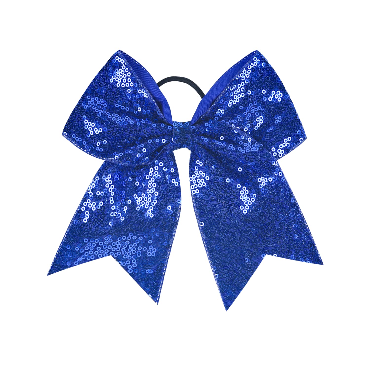 2 PCS 8" Large Cheer Bows Sequin Cheer Hair Bows Ponytail Holders Cheerleading Bows for Jumbo Cheerleading Teen Girls Sports (Blue)