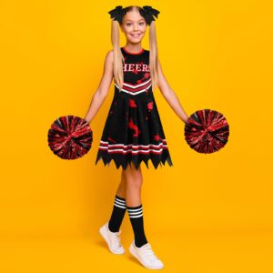 Liitrsh Cheerleader Costume Girls Cheerleading Halloween Cosplay Scary Outfit Bloody Dress Accessories for Party (Fearleader,7-8 Years)