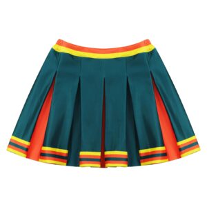 2 Piece Women Cheerleader Costume Top Skirt Sets Cosplay Cheer Outfit Halloween Cheerleading Party Dark Green XS