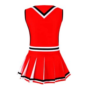 HAPNBCELE Cheerleader Outfit for Girls Cheer Uniform Cheerleading Pom Poms (Heart, 140)