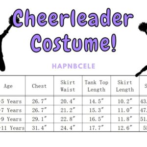 HAPNBCELE Cheerleader Outfit for Girls Cheer Uniform Cheerleading Pom Poms (Heart, 140)