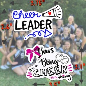 Cheer Stickers - Perfect Cheer Gifts for Cheerleaders - Waterproof, Durable 100% Vinyl - Anywhere You Need Cheer Stickers for Water Bottles, Laptop, Car Decal, Party Giveaways