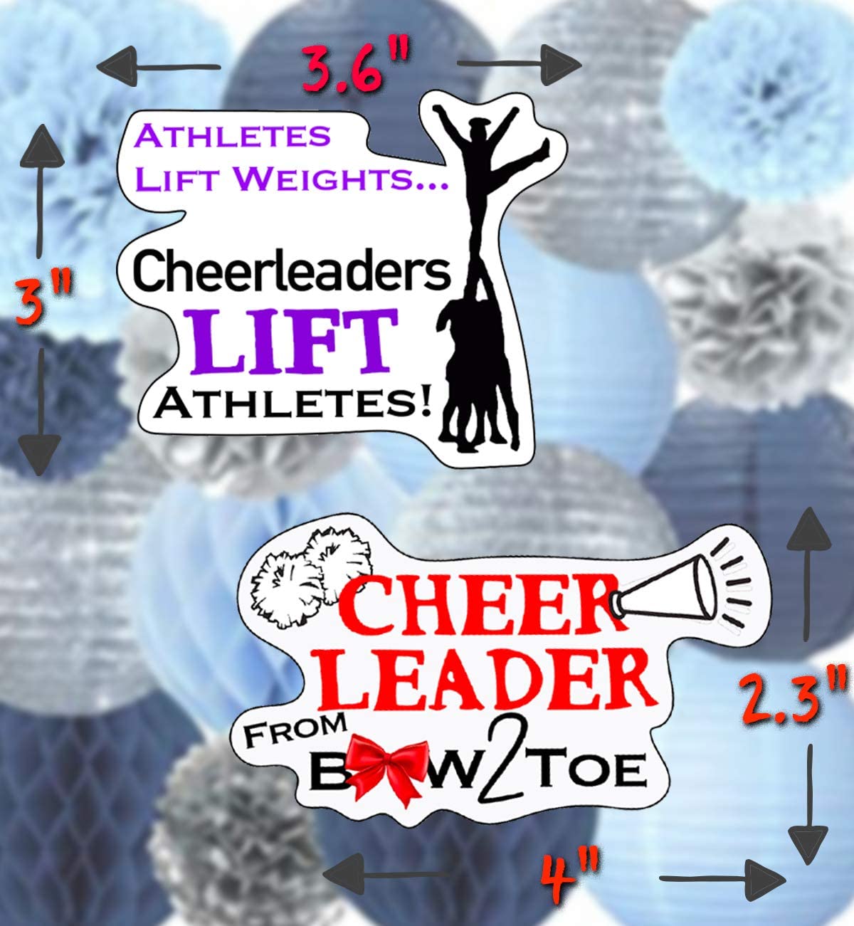 Cheer Stickers - Perfect Cheer Gifts for Cheerleaders - Waterproof, Durable 100% Vinyl - Anywhere You Need Cheer Stickers for Water Bottles, Laptop, Car Decal, Party Giveaways