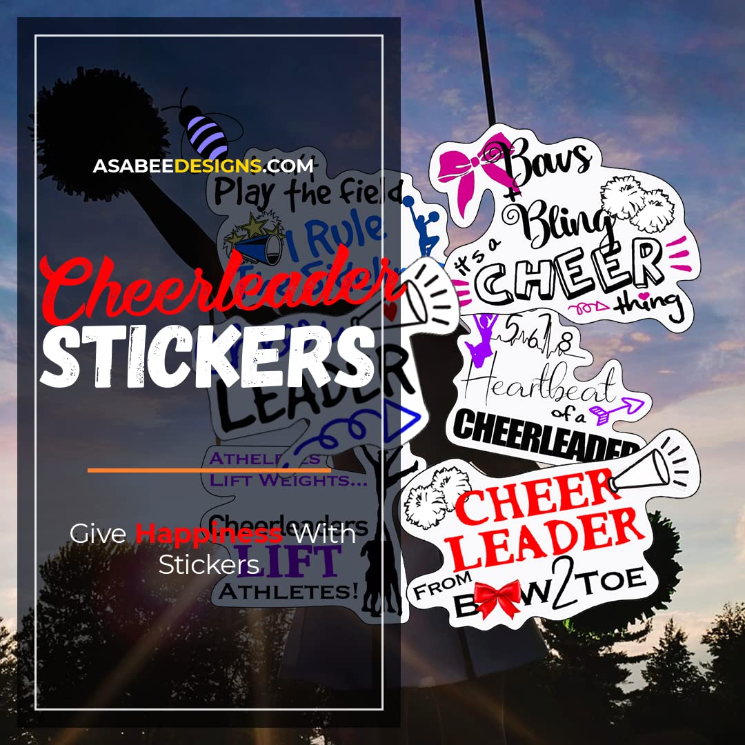 Cheer Stickers - Perfect Cheer Gifts for Cheerleaders - Waterproof, Durable 100% Vinyl - Anywhere You Need Cheer Stickers for Water Bottles, Laptop, Car Decal, Party Giveaways