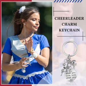 Henoyso 6 Pcs Cheer Keychain Cheerleader Gifts Bulk Cheer Team Gift Cheer Appreciation Jewelry for Girls Cheerleading Charm