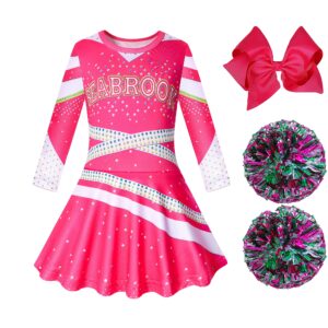 Hipoleter Zombies Girls Cheerleader Costumes Cheerleading Dress up Toddler for Party Movie Halloween Kids Outfits Cosplay, Rose, 9-10 Years