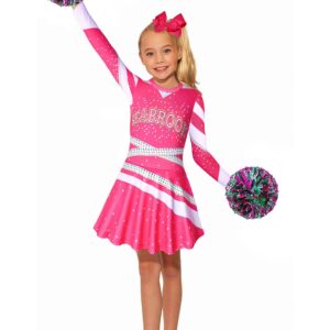 Hipoleter Zombies Girls Cheerleader Costumes Cheerleading Dress up Toddler for Party Movie Halloween Kids Outfits Cosplay, Rose, 9-10 Years