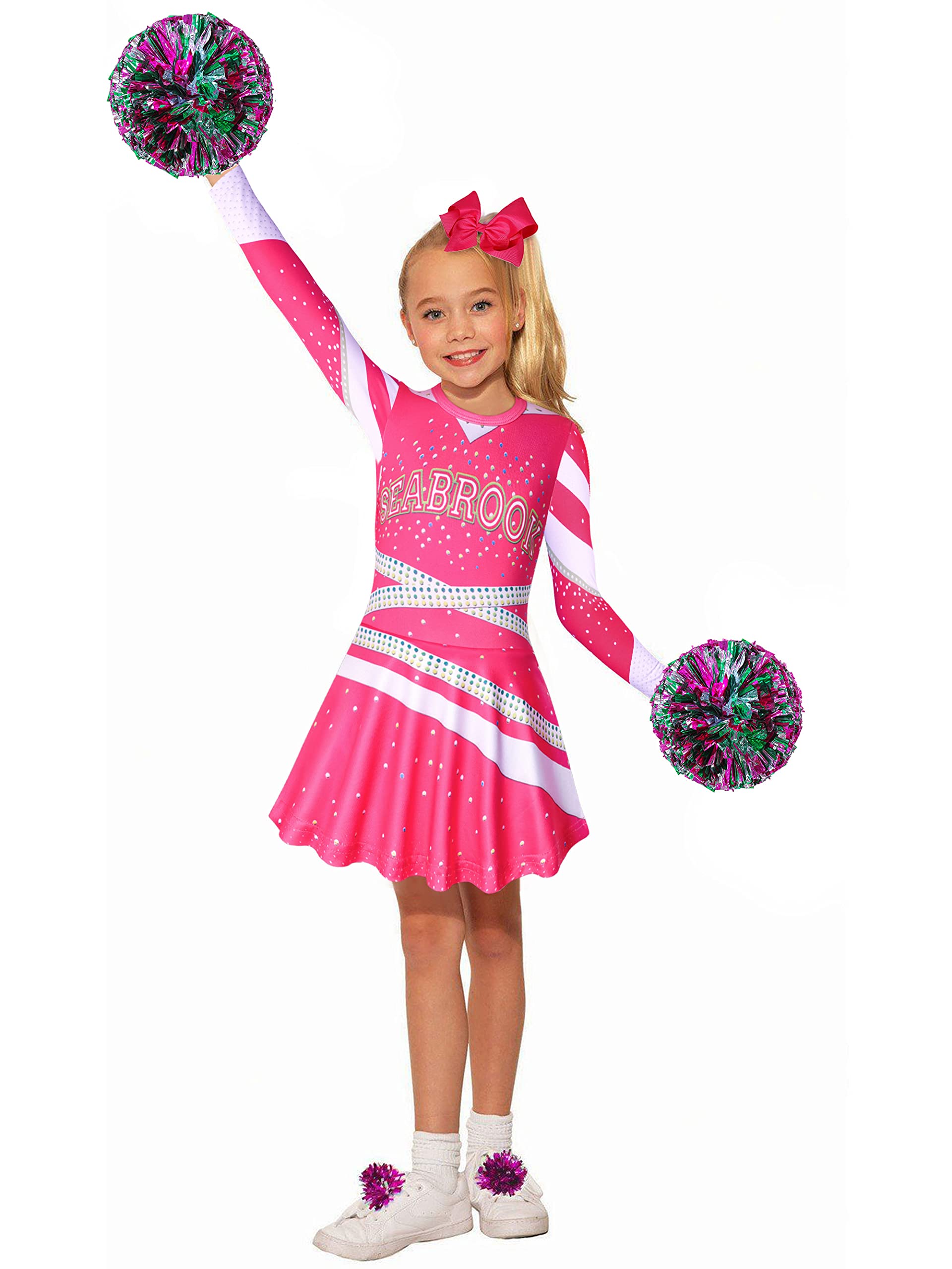 Hipoleter Zombies Girls Cheerleader Costumes Cheerleading Dress up Toddler for Party Movie Halloween Kids Outfits Cosplay, Rose, 9-10 Years