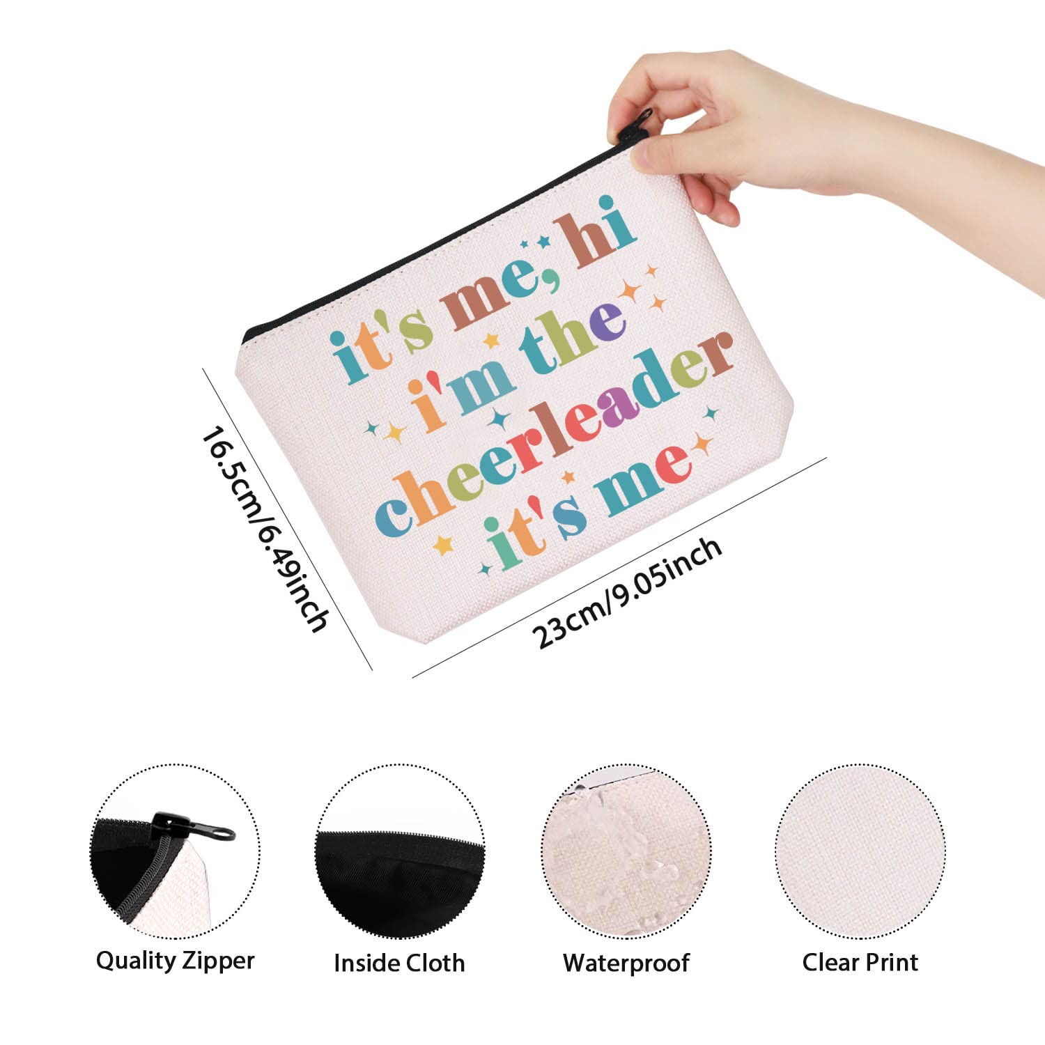 TSOTMO Cheerleader Zipper Makeup Bag It's Me, Hi I'm The Cheerleader It's Me Bag Cheerleading Teammate Gift (cheerleader)