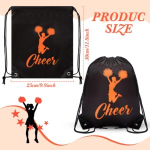 Paterr 12 Pcs Cheer Drawstring Backpack Cheerleaders Drawstring Gym String Bag Sports Gifts for Women Men(Orange, 11.8 x 10 Inch)