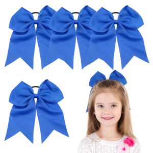 METYOND 8" Inch Cheer Bows, Large cheer bows Hand-made Grosgrain Ribbon Hair Accessories for Teen Girls Softball Cheerleader Sports - 4 Pieces Blue