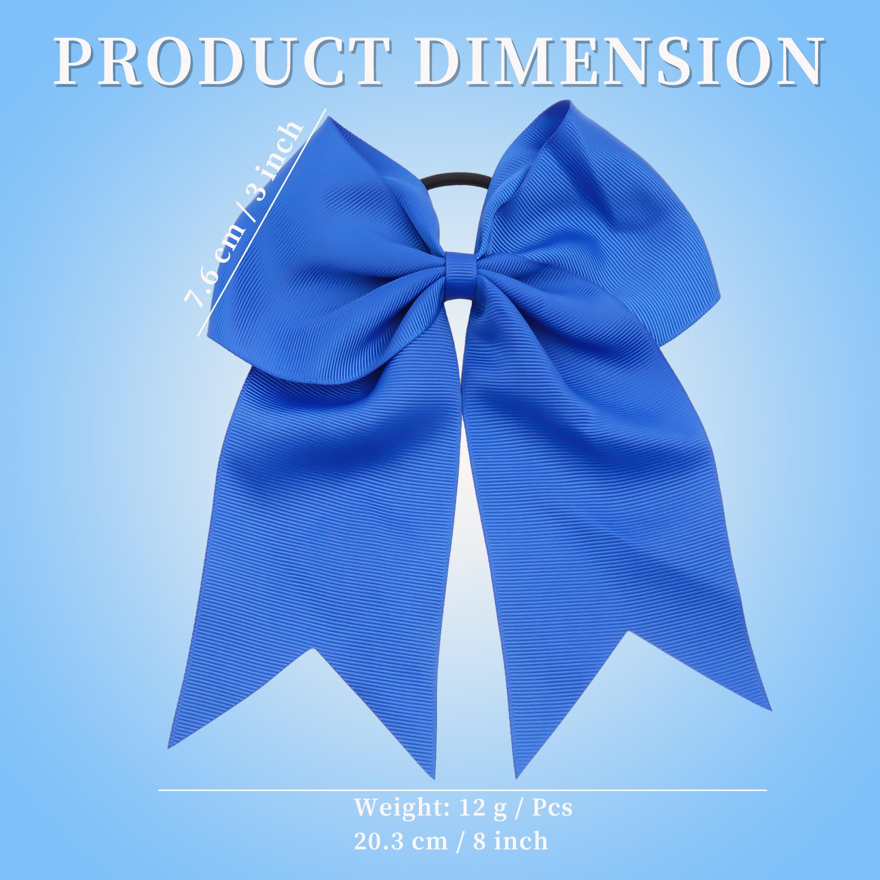 METYOND 8" Inch Cheer Bows, Large cheer bows Hand-made Grosgrain Ribbon Hair Accessories for Teen Girls Softball Cheerleader Sports - 4 Pieces Blue