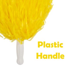 Hooshing 24PCS Cheerleading Pom Poms Yellow Plastic Cheer Pom Poms with Handles for Team Spirit Sports Party Dance