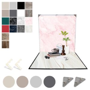 9PCS 18PCS Product Food Photography Background Boards with Papers, 24x24 Inch 2-in-1 Double Sided Flat Lay Photo Tabletop Backdrops Boards for Jewelry Cosmetics Makeup Props