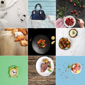 9PCS 18PCS Product Food Photography Background Boards with Papers, 24x24 Inch 2-in-1 Double Sided Flat Lay Photo Tabletop Backdrops Boards for Jewelry Cosmetics Makeup Props