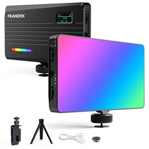 FRANDEK Portable Light for Photography, 4000mAh Rechargeable RGB On-Camera Video Lights 360°Full Color, LED Soft Video Conference Lighting Dimmable 2500K-9000K, Selfie Lighting for Live Streaming